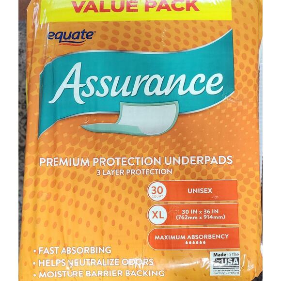 Assurance Unisex Premium Quilted Underpad, Maximum Absorbency, XL (30 Count) - Picture 1 of 2